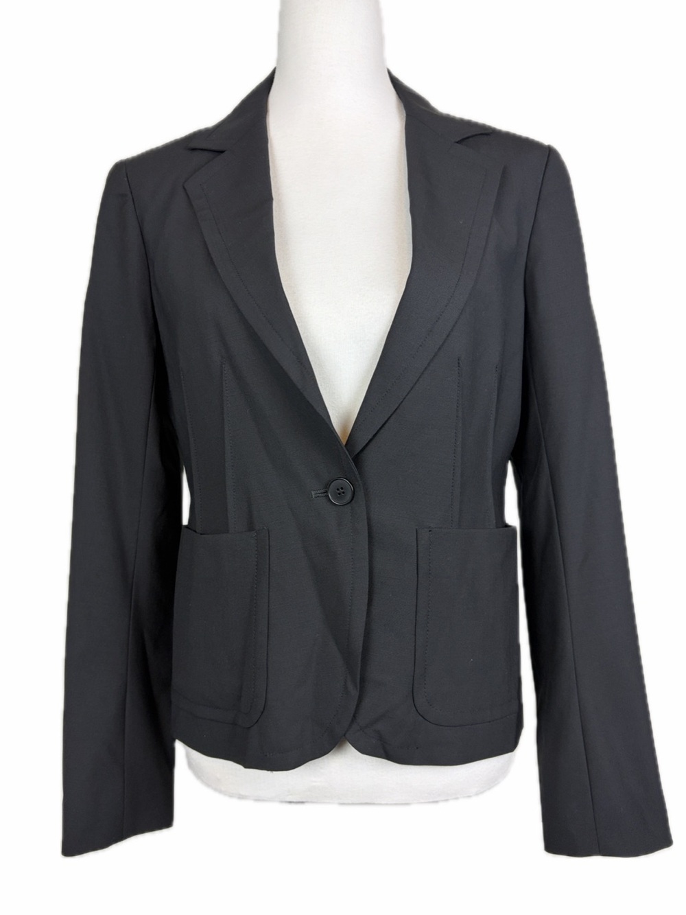 Theory Wool Blend Lined Blazer Jacket Size 12 On Button Capsule Staple Corporate